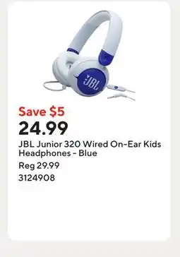 Staples JBL Junior 320 Wired On-Ear Kids Headphones - Blue offer