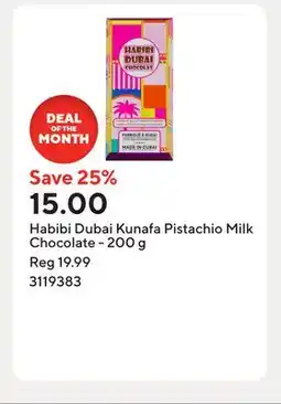 Staples Habibi Dubai Kunafa Pistachio Milk Chocolate offer