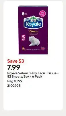Staples Royale Velour 3-Ply Facial Tissue - 82 Sheets/Box offer