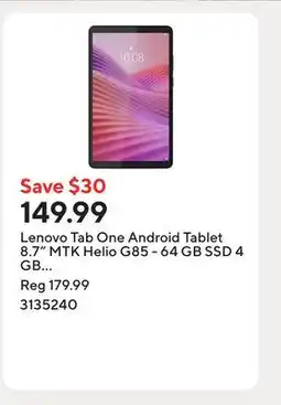 Staples Lenovo Tab One Android Tablet 8.7 MTK Helio G85 - 64 GB SSD 4 GB RAM with Folio Case - Luna Grey offer