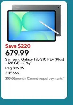 Staples Samsung Galaxy Tab S10 FE+ (Plus) - 128 GB - Gray offer
