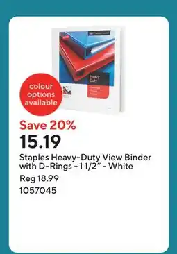 Staples Staples Heavy-Duty View Binder with D-Rings - 1 1/2 - White offer