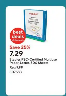 Staples Staples FSC-Certified Multiuse Paper, Letter, 500 Sheets offer