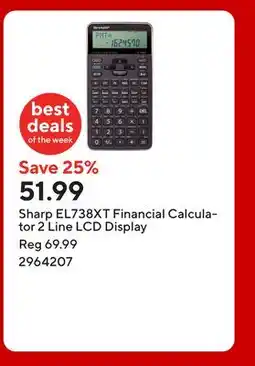 Staples Sharp EL738XT Financial Calculator 2 Line LCD Display offer