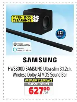 2001 Audio Video HWS800D SAMSUNG Ultra-slim 3.1.2ch. Wireless Dolby ATMOS Sound Bar offer