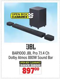 2001 Audio Video BAR1000 JBL Pro 7.1.4 Ch Dolby Atmos 880W Sound Bar offer