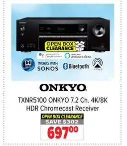 2001 Audio Video TXNR5100 ONKYO 7.2 Ch. 4K/8K HDR Chromecast Receiver offer