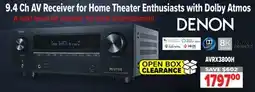 2001 Audio Video AVRX3800H DENON 9.4 Ch AV Receiver for Home Theater Enthusiasts with Dolby Atmos offer