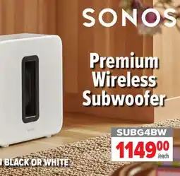 2001 Audio Video SUBG4BW SONOS Premium Wireless Subwoofer offer