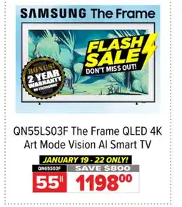 2001 Audio Video QN55LS03F SAMSUNG 55 The Frame QLED 4K Art Mode Vision AI Smart TV offer