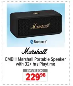 2001 Audio Video EMBIII Marshall Portable Speaker with 32+ hrs Playtime offer