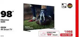 Visions Electronics Hisense QLED 98 QD5N 4K Smart TV offer