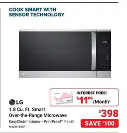Visions Electronics LG 1.8 Cu. Ft. Smart Over-the-Range Microwave offer