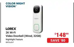 Visions Electronics LOREX 2K Wi-Fi Video Doorbell (Wired, 32GB) offer