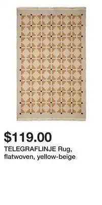IKEA TELEGRAFLINJE Rug, flatwoven, yellow-beige offer