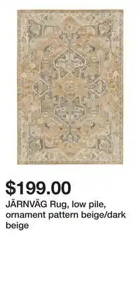 IKEA JÄRNVÄG Rug, low pile, ornament pattern beige/dark beige offer