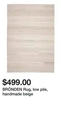 IKEA BRÖNDEN Rug, low pile, handmade beige offer