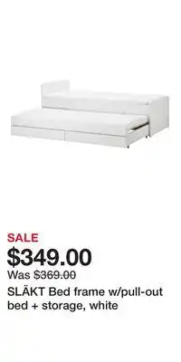 IKEA SLÄKT Bed frame w/pull-out bed + storage, white offer