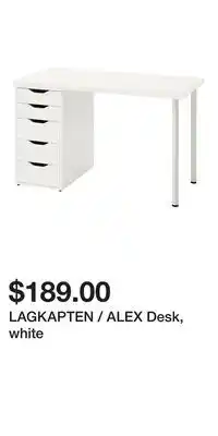 IKEA LAGKAPTEN / ALEX Desk, white offer