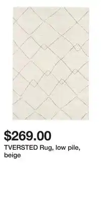 IKEA TVERSTED Rug, low pile, beige offer