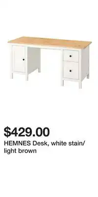 IKEA HEMNES Desk, white stain/light brown offer
