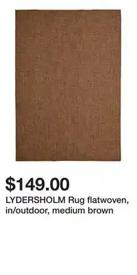 IKEA LYDERSHOLM Rug flatwoven, in/outdoor, medium brown offer
