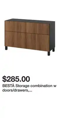 IKEA BESTÅ Storage combination w doors/drawers, black-brown/Lappviken/Stubbarp walnut effect offer
