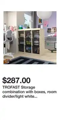 IKEA TROFAST Storage combination with boxes, room divider/light white stained pine dark gray offer