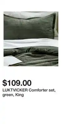 IKEA LUKTVICKER Comforter set, green, King offer