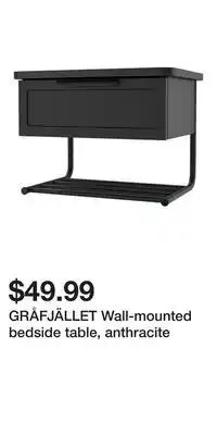IKEA GRÅFJÄLLET Wall-mounted bedside table, anthracite offer