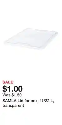IKEA SAMLA Lid for box, 11/22 L, transparent offer