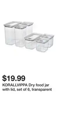 IKEA KORALLVIPPA Dry food jar with lid, set of 6, transparent offer