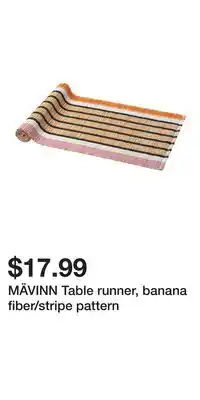 IKEA MÄVINN Table runner, banana fiber/stripe pattern offer