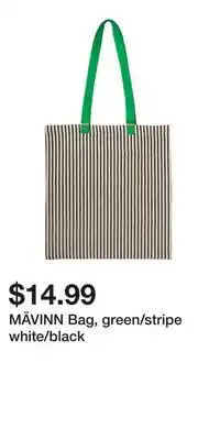 IKEA MÄVINN Bag, green/stripe white/black offer