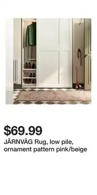 IKEA JÄRNVÄG Rug, low pile, ornament pattern pink/beige offer