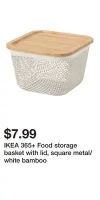 IKEA IKEA 365+ Food storage basket with lid, square metal/white bamboo offer