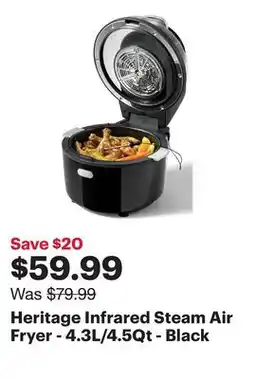 Best Buy Heritage Infrared Steam Air Fryer - 4.3L/4.5Qt - Black offer