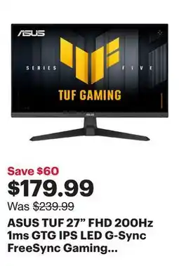 Best Buy ASUS TUF 27 FHD 200Hz 1ms GTG IPS LED G-Sync FreeSync Gaming Monitor (VG279Q5A) offer