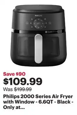 Best Buy Philips 2000 Series Air Fryer with Window - 6.6QT - Black - Only at Best Buy offer