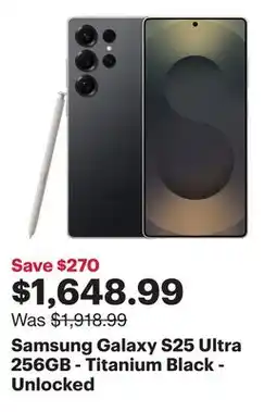 Best Buy Samsung Galaxy S25 Ultra 256GB - Titanium Black - Unlocked offer