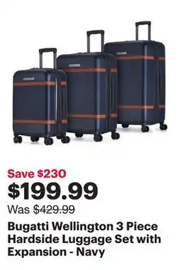 Best Buy Bugatti Wellington 3 Piece Hardside Luggage Set with Expansion - Navy offer