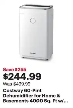 Best Buy Costway 60-Pint Dehumidifier for Home & Basements 4000 Sq. Ft w/ 3-Color Digital Display offer