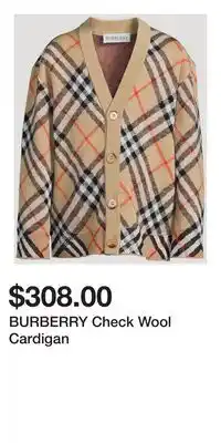 Holt Renfrew BURBERRY Check Wool Cardigan offer