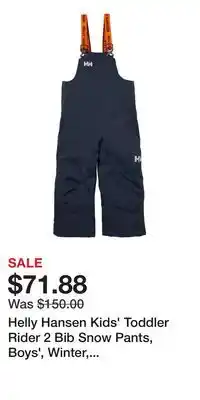 Mark's Helly Hansen Kids' Toddler Rider 2 Bib Snow Pants, Boys', Winter, Waterproof, Insulated offer