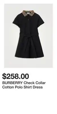 Holt Renfrew BURBERRY Check Collar Cotton Polo Shirt Dress offer