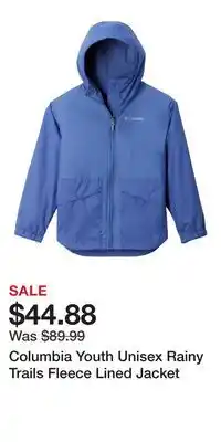 Mark's Columbia Youth Unisex Rainy Trails Fleece Lined Jacket offer