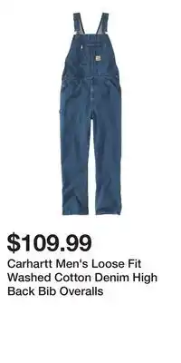 Mark's Carhartt Men's Loose Fit Washed Cotton Denim High Back Bib Overalls offer