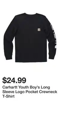 Mark's Carhartt Youth Boy's Long Sleeve Logo Pocket Crewneck T-Shirt offer