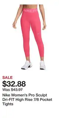 Sport Chek Nike Women's Pro Sculpt Dri-FIT High Rise 7/8 Pocket Tights offer