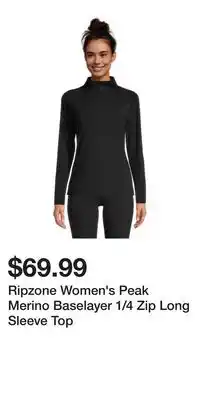 Sport Chek Ripzone Women's Peak Merino Baselayer 1/4 Zip Long Sleeve Top offer